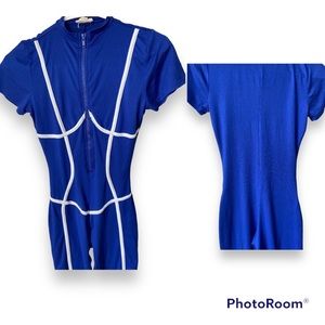 Blue jumpsuit. color blue with white stripes